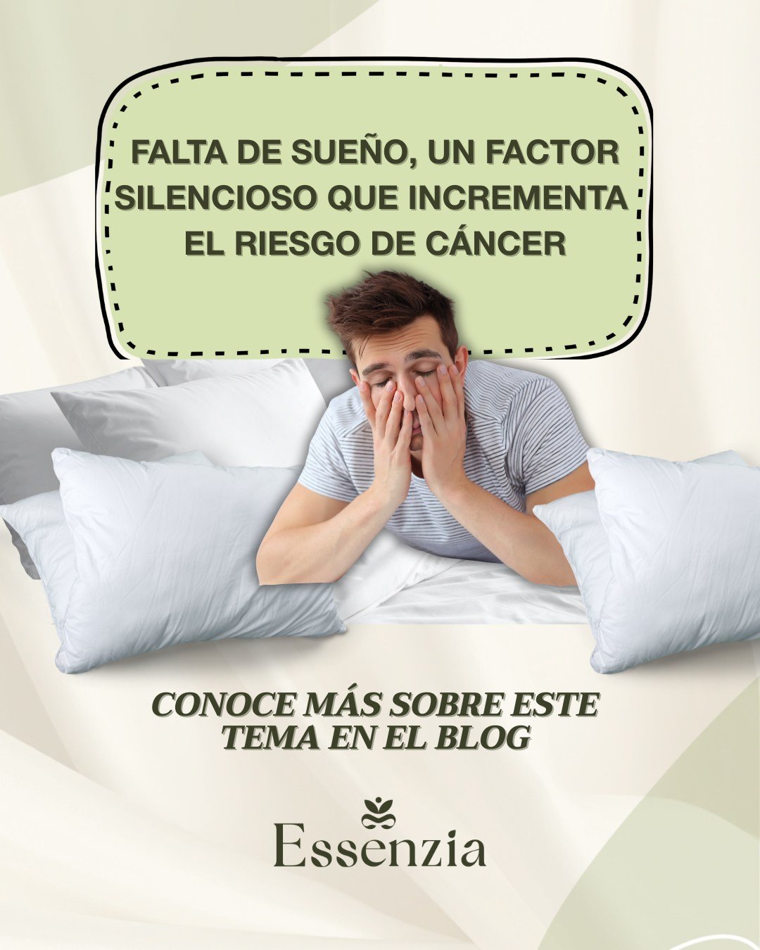 #SabíasQue 😴
Dormir menos de lo necesario de forma crónica aumenta el riesgo de varios tipos de cáncer, especialmente digestivos, respiratorios y hormonodependientes.
La explicación es sencilla: durante el sueño tu cuerpo regula la inflamación, repara el ADN y fortalece el sistema inmunológico. Cuando el descanso es insuficiente o de mala calidad, estos procesos se alteran y pueden favorecer cambios anormales en las células.
👉 En el blog Essenzia, la Dra. Yoaly Arana, especialista en Medicina del Sueño, te explica cómo cuidar tu descanso para proteger tu salud.
Link in Bio.😉