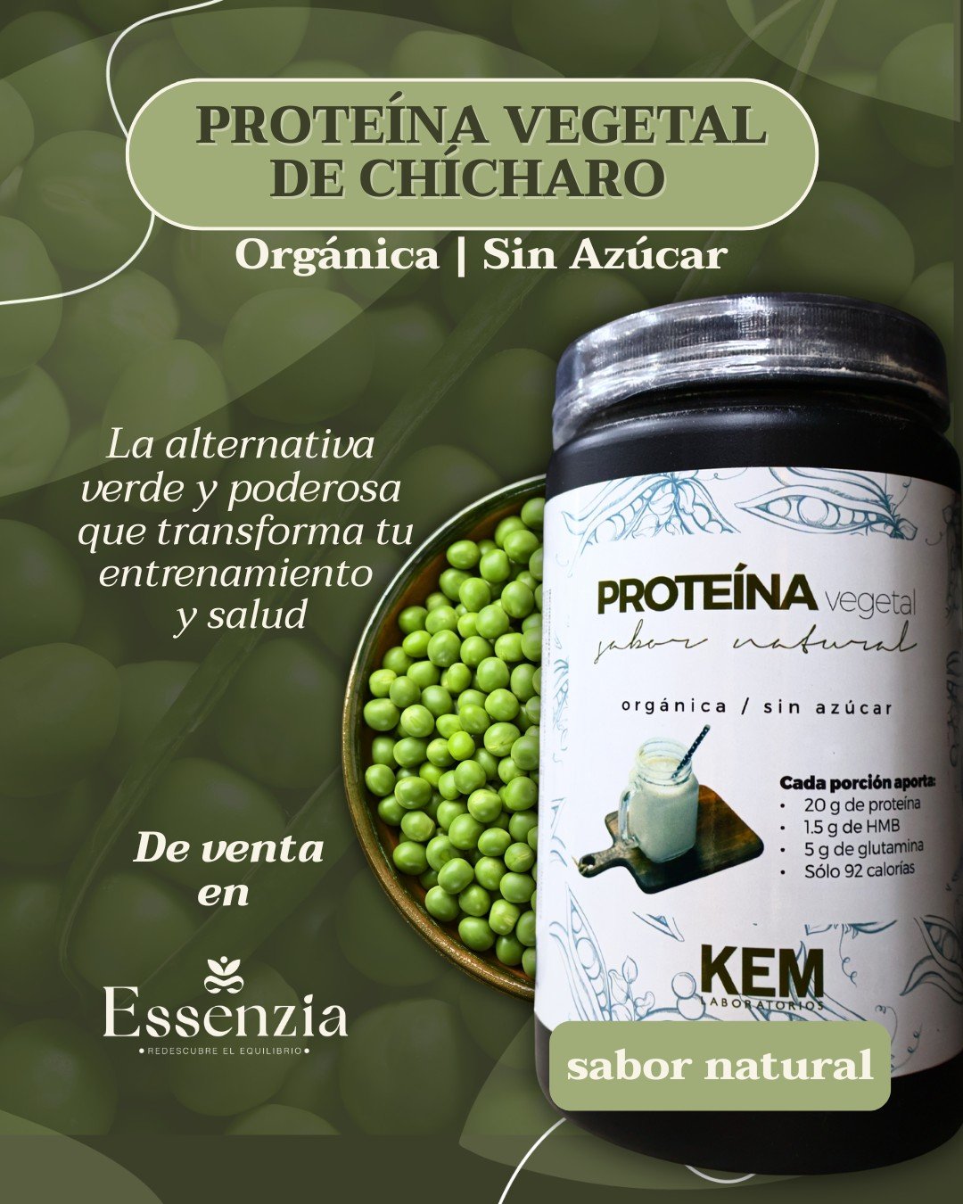 ¿Vegetal o Animal?
Hoy en el #DíaDeLaProteína es el momento perfecto para desmentir un gran mito. Estudios serios han demostrado que la proteína de chícharo es igual de efectiva que la de suero de leche para ganar masa muscular y fuerza.
A diferencia de otras fuentes vegetales, el chícharo es naturalmente rico en BCAAs (aminoácidos de cadena ramificada). Su gran ventaja secreta: es 100% libre de lactosa y mucho más gentil con tu digestión, evitando la inflamación que a veces causan los suplementos animales.
En Essenzia, celebramos este día con Protn de #KemVida:
✅ Proteína de chícharo de alta pureza.✅ Biodisponibilidad optimizada.✅ El aliado perfecto si buscas resultados sin pesadez estomacal.
¿Ya probaste el poder del chícharo?
Pídela ya en Essenzia online o en boutique