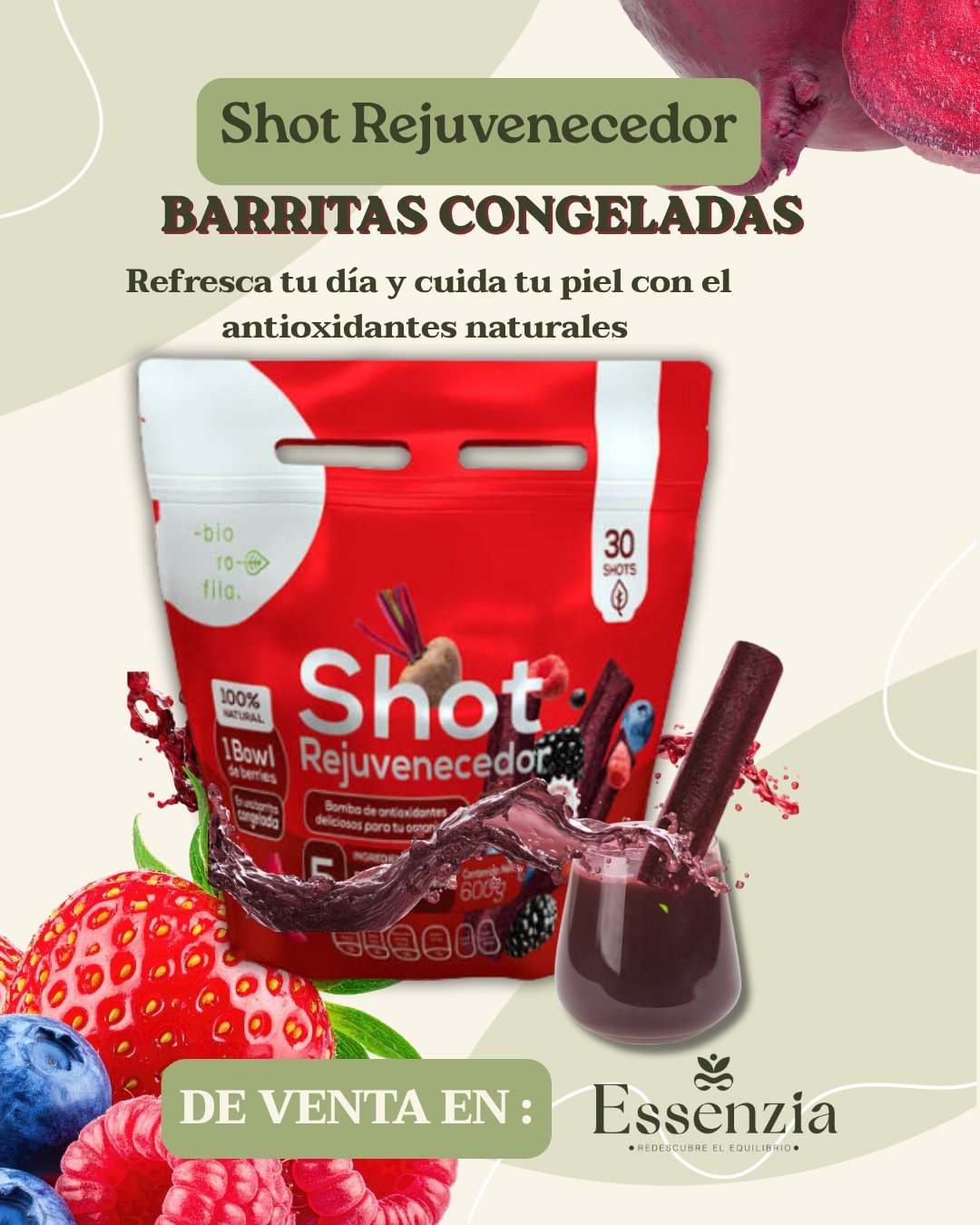 ☀️ Refresca tu día con un shot de energía y salud
Descubre el Shot Rejuvenecedor: una explosión de berries y betabel que refresca tu día y cuida tu piel en esta temporada de calor en una barrita congelada.
�💯 Producto 100% natural, ideal para hidratarte y mantenerte fresco sin complicaciones. Si aún no las pruebas, este es el momento: visítanos en tienda boutique Essenzia y descubre todos sus sabores.
📍 Av. Cuauhtémoc 1040, CDMX. Torre de Especialidades, H. San Ángel Inn. Ácora.🕘 lunes a viernes | 8:00 a 20:00 hrs | sábado | 9:00 a 18:00 hrs