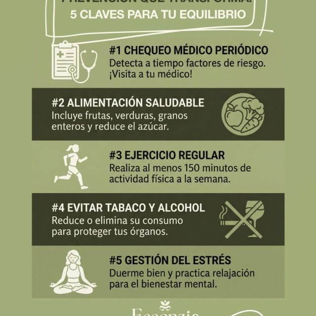 🌿 5 recomendaciones para redescubrir tu equilibrio 🌿
Aquí te compartimos pasos básicos para vivir más ligero, por dentro y por fuera.
Recuerda que cuentas con ESSENZIA, tu tienda en línea y boutique, con suplementos liposomales, snacks saludables, superalimentos, aceites esenciales y mucho más… todo para acompañarte en tu camino hacia el #bienser.
✨ Descubre cómo cuidarte hoy, antes de que tu cuerpo te pida ayuda a gritos.
#Prevención #diamundialdelasalud #juntosporlasalud