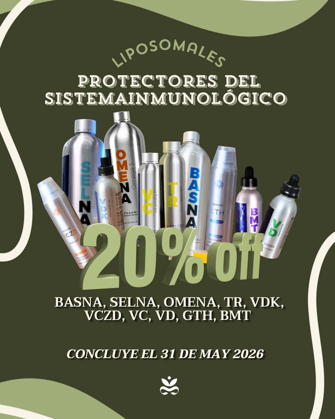 Un sistema inmunológico saludable es clave para tu equilibrio y bienestar 🌿
✨En #Essenzia tenemos la convicción de que la protección también puede venir de la ciencia, por eso contamos con suplementos liposomales que están diseñados para apoyar tu sistema inmunológico de manera práctica y efectiva, además de otros beneficios. 

Por eso en mayo tenemos 20 por ciento de descuento en: BASNA, BMT, Omega 3, GTH, SELNA, TR, VCZD, VC, VD y VDK. 

Cuidar tu sistema inmune en esta época de cambios de temperatura con esta súper promo. Te invitamos a informarte, hablar con tu médico y descubrir cuáles de estos pueden ayudarte según tus necesidades de salud.