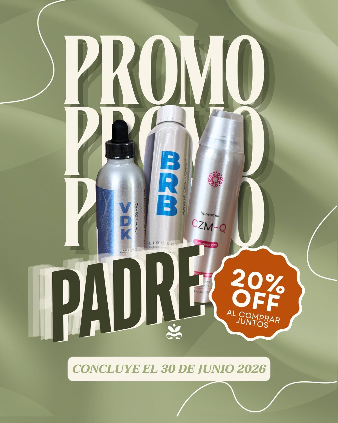 ¿Buscando el regalo perfecto para papá? Regálale longevidad. Eleva su bienestar con ciencia avanzada. Aprovecha hoy la #PromoPadre y llévate nuestro Trío Liposomal Estrella con un 20% OFF al comprarlos juntos:-> VDK Liposomal: Cuidado cardiovascular y prevención para hombres.
->BRB Liposomal: Enfoque, memoria y energía mental para su día a día.
->CZM-Q (CoQ10): Antioxidante celular que apoya sus músculos y vitalidad.El mejor #hack de salud para el rey de la casa. ¡Lleva tu #PromoPadre antes del 30 de junio de 2026! Disponible en línea o en nuestra tienda Boutique Essenzia.#SemanaDeSaludMasculina #MesPadre #Equilibrio