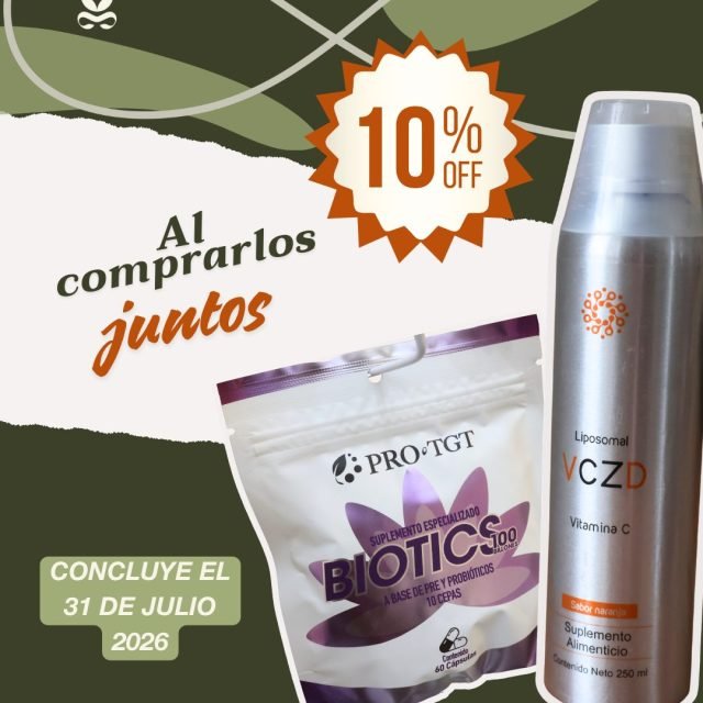 ✨ Dile adiós a las molestias estacionales ✨
A propósito del Día Mundial de la Alergia, dale un respiro a tu cuerpo con el combo VCZD Liposomal + Biotics 100 Billones.
Mientras los probióticos de Biotics equilibran tu sistema inmune desde el intestino para reducir la sensibilidad a los alérgenos, la tecnología liposomal de VCZD blinda tus vías respiratorias y desinflama tu organismo de manera inmediata.
🔥 ¡Comprándolos juntos te llevas un 10% de DESCUENTO todo el mes! ⏰ Promoción disponible hasta el 31 de julio de 2026.
👉 Pídelos en línea o ven por ellos a nuestra Tienda Boutique Essenzia.