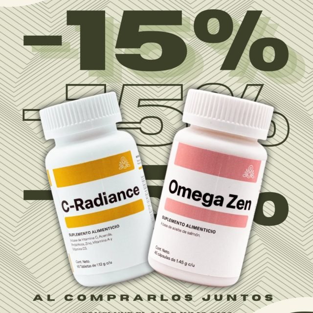 ¡El dúo perfecto para tu bienestar con 15% de DESCUENTO! 🌟
Lleva tu salud al siguiente nivel combinando C-RADIANCE y OMEGA ZEN.
☀️ C-RADIANCE: Inmunidad, colágeno y antioxidantes potenciados con probióticos.
🧠 OMEGA ZEN: Aceite de salmón para cuidar tu corazón, memoria y reducir la ansiedad.
🔥 ¡Cómpralos juntos y ahorra un 15%! ⏳ Válido hasta el 31 de julio de 2026.
👉 Consigue tu combo en nuestra tienda en línea o visítanos en la Tienda Boutique Essenzia. ¡No te quedes sin el tuyo!