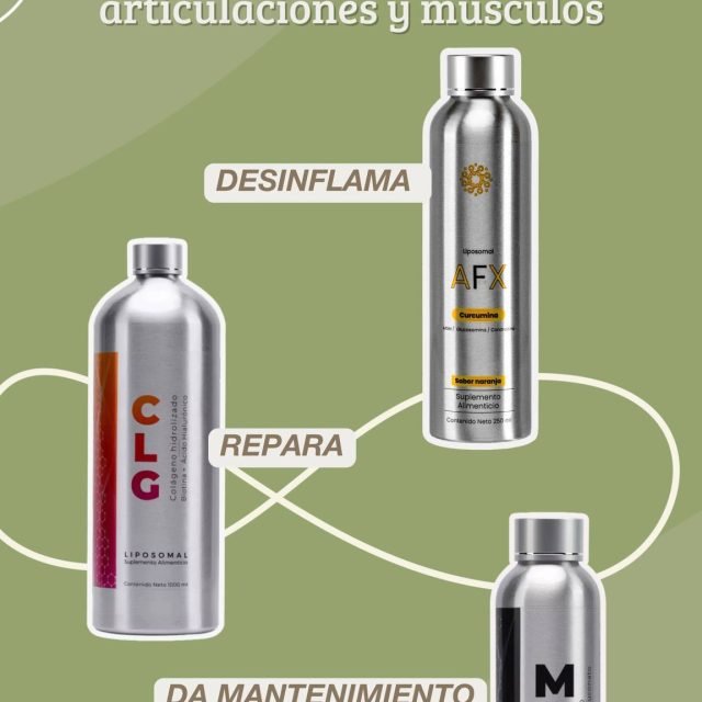 ¿Sientes que levantarte de la cama o entrenar ya te cuesta el doble por la rigidez y el dolor en tus rodillas y espalda? 😫 El desgaste diario no tiene por qué frenarte. La solución no es acostúmbrate al dolor, sino darle a tu cuerpo el soporte correcto desde adentro con ciencia de absorción inmediata. En Essenzia tenemos el trío de fórmulas liposomales diseñado específicamente para devolverte el movimiento sin límites:
💥 AFX (Glucosamina, Condroitina y MSM): La solución directa para desinflamar tus articulaciones y recuperar la flexibilidad.
🧬 CLG (Colágeno, Ácido Hialurónico y Biotina): Repara a fondo los tejidos y nutre tu estructura desde la raíz.
🔋 MGS (Magnesio en tres formas): El mantenimiento diario que tus músculos necesitan para relajarse y evitar contracturas.Recupera la energía, la movilidad y el bienestar que tu rutina te exige.🛒 Transforma tu autocuidado hoy mismo: Pídelos en línea o visítanos directamente en nuestra Tienda Boutique Essenzia para recibir atención personalizada.
*Consulta a tu médico.