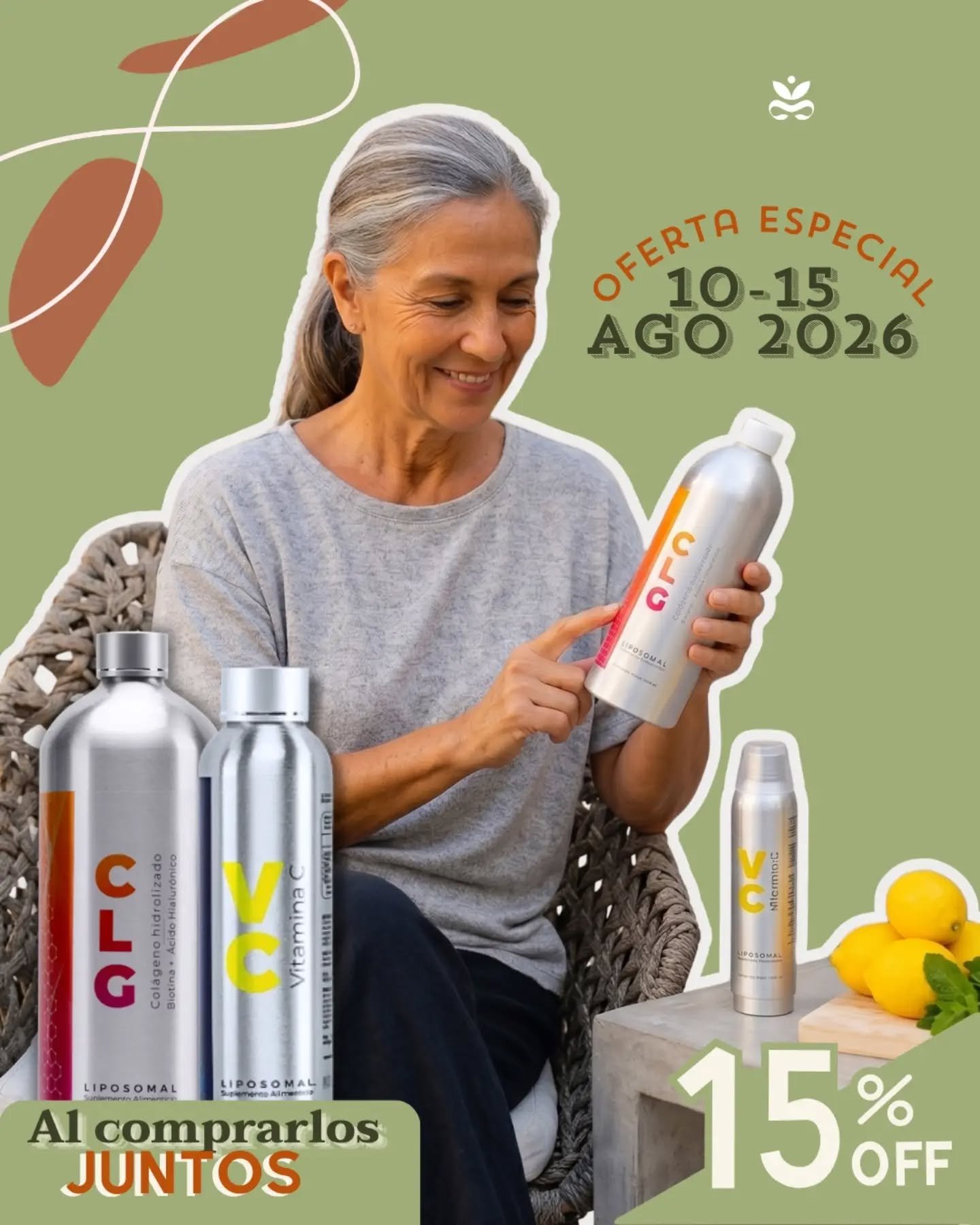 ¿Sabías que tomar colágeno sin suficiente Vitamina C es como querer construir una casa sin cemento?La Vitamina C es indispensable para que tu cuerpo procese y estabilice el colágeno de manera efectiva.Aprovecha nuestra Promoción Especial del 10 al 15 de agosto de nuestro dúo CLG y VC Liposomales con 15% de descuento al comprarlos juntos:👍🏻 Mantén la firmeza y elasticidad de tu piel.
👍🏻Protege tu salud ósea y refuerza la estructura de tus huesos. con la máxima absorción liposomal.Complementa tu rutina diaria de ejercicio y nutrición. Cuidar de ti hoy es garantizar tu tranquilidad y energía de mañana. ¡Pide tu combo con descuento especial ahora en #Essenzia#BienSer #Equilibrio #SuplementaciónInteligente #DíaDeLasPersonasAdultasMayores