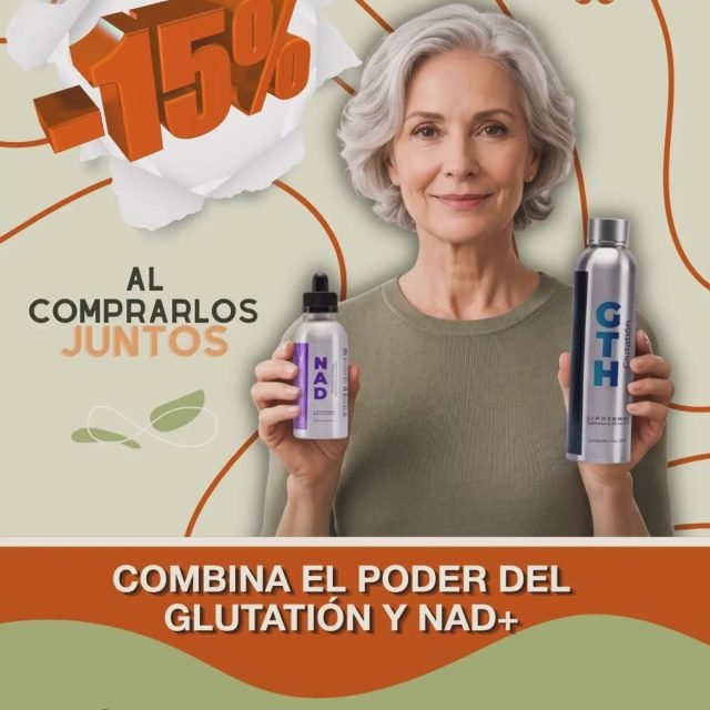 ¡Doble protección y energía para tus células! Celebrando el Mes de las Personas Adultas Mayores en Essenzia, combina el poder del NAD y el GTH (Glutatión) liposomales.
• NAD: Apoya la producción de energía y el rendimiento mitocondrial.
• GTH: Protege tus células contra el estrés oxidativo y el desgaste.
Juntos apoyan un envejecimiento activo, vital y saludable. Llévalos en paquete con 15% DE DESCUENTO. Válido solo hasta el 31 de agosto de 2026. Haz tu pedido hoy y cuida tu salud celular en #Essenzia.