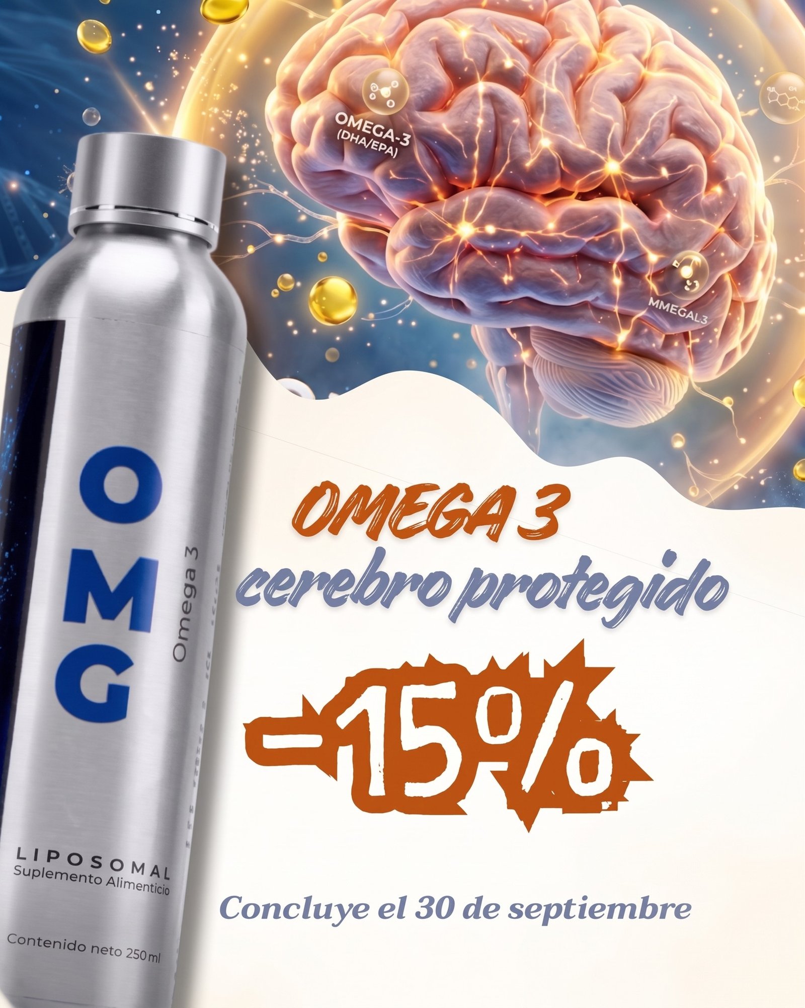 Potencia tu enfoque y eleva tu estado de ánimo desde adentro ✨🧠
Cuando tu cerebro recibe la nutrición correcta, todo fluye mejor. OMG Liposomal Omega-3 de #Kemvida, respalda tu mente, tu visión y tu sistema cardiovascular con nutrición inteligente de alta absorción.
✨ Más concentración | 😊 Mejor estado de ánimo | 👁️ Visión y piel saludables🔥 15% OFF exclusivo. Válido al 30 de septiembre.
🛒 Encuéntralo en #Essenzia (tienda en línea y boutique).(No es un medicamento. Consulta a tu médico)#EnfoqueMental #BienSer #NutriciónInteligente #PromoSeptiembre