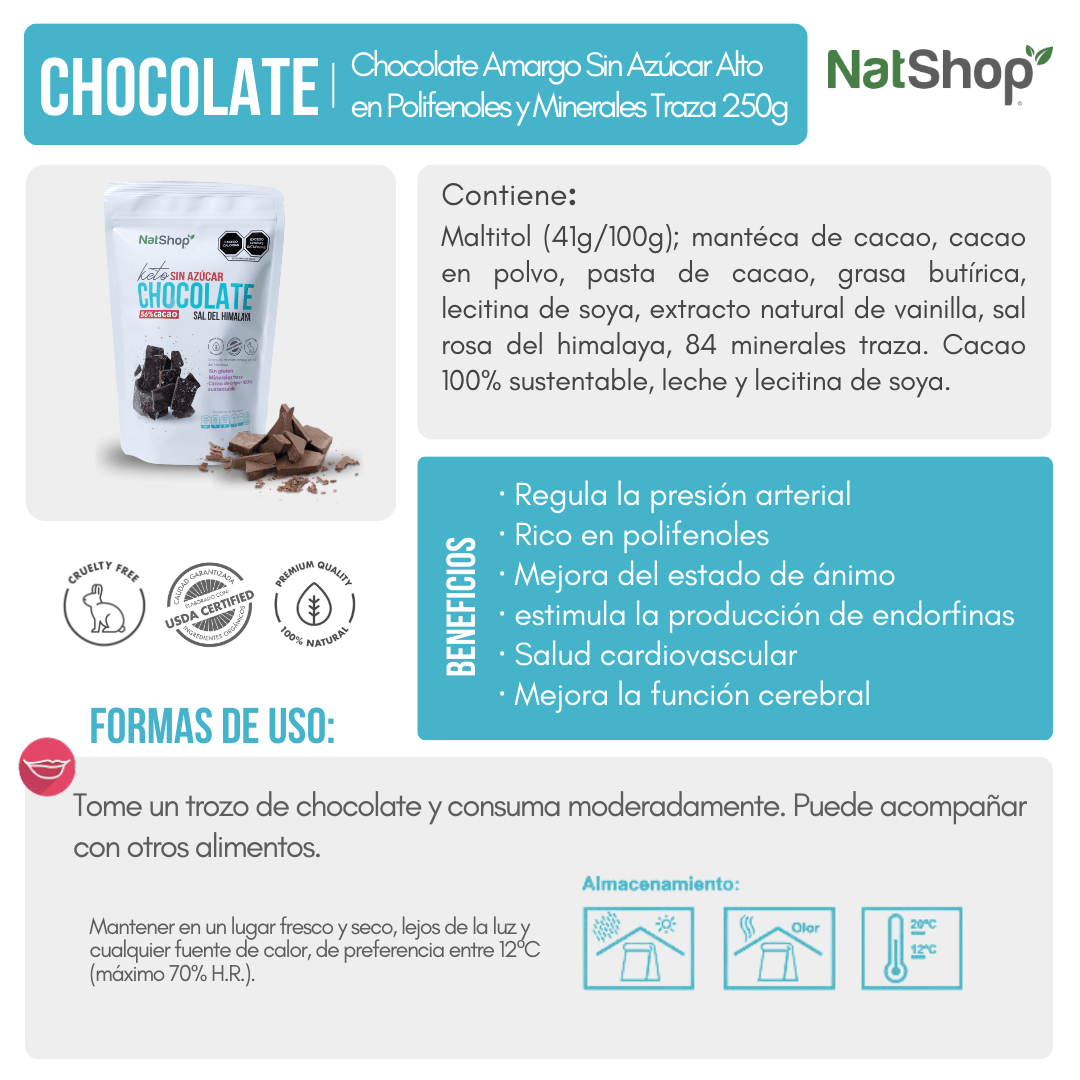 Chocolate amargo sin azúcar, algo en polifenoles y minerales - Image 5