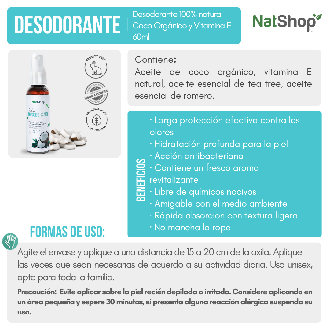 Desodorante 100% natural – Coco orgánico y Vitamina E - Image 4