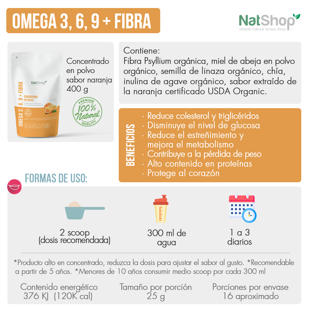 Fibra psyllium y Omega 3 vegetal – sabor naranja orgánica - Image 4