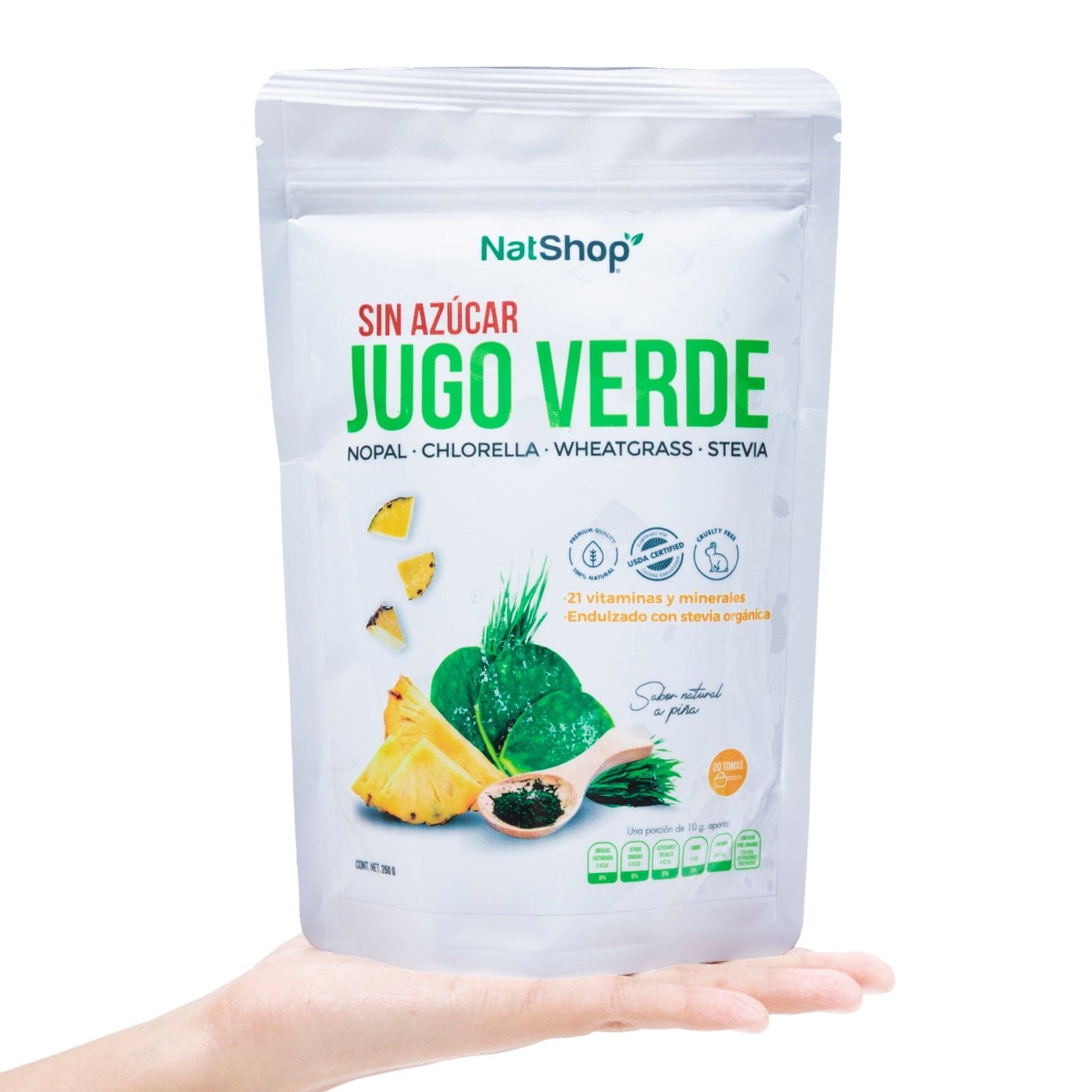 Jugo verde 100 % natural sin azúcar, sabor a piña - Image 2
