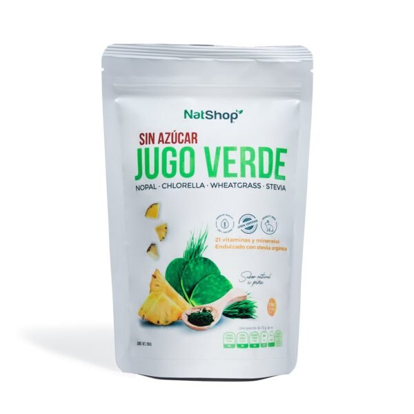 Jugo verde 100 % natural sin azúcar, sabor a piña